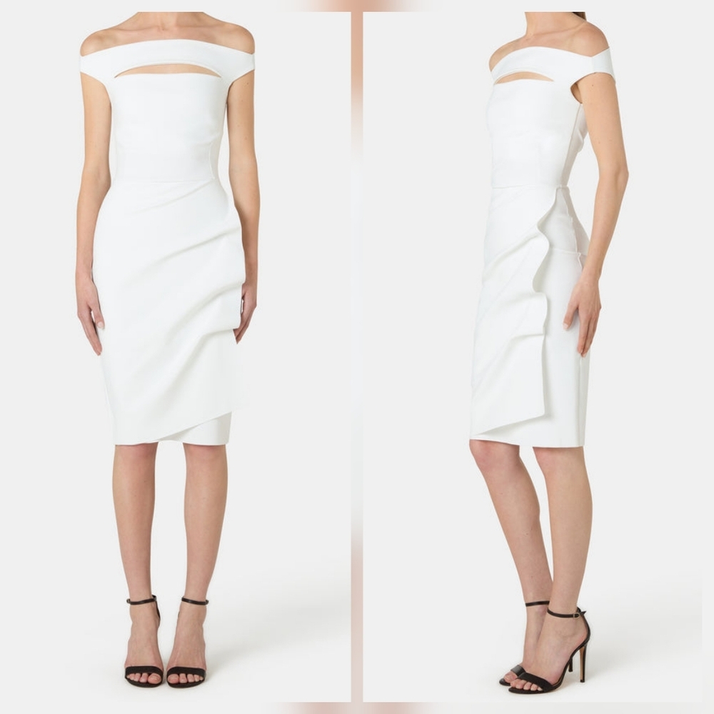 Chiara Boni La Petite Robe Melania Draped White Dress Tailored Structural Drape